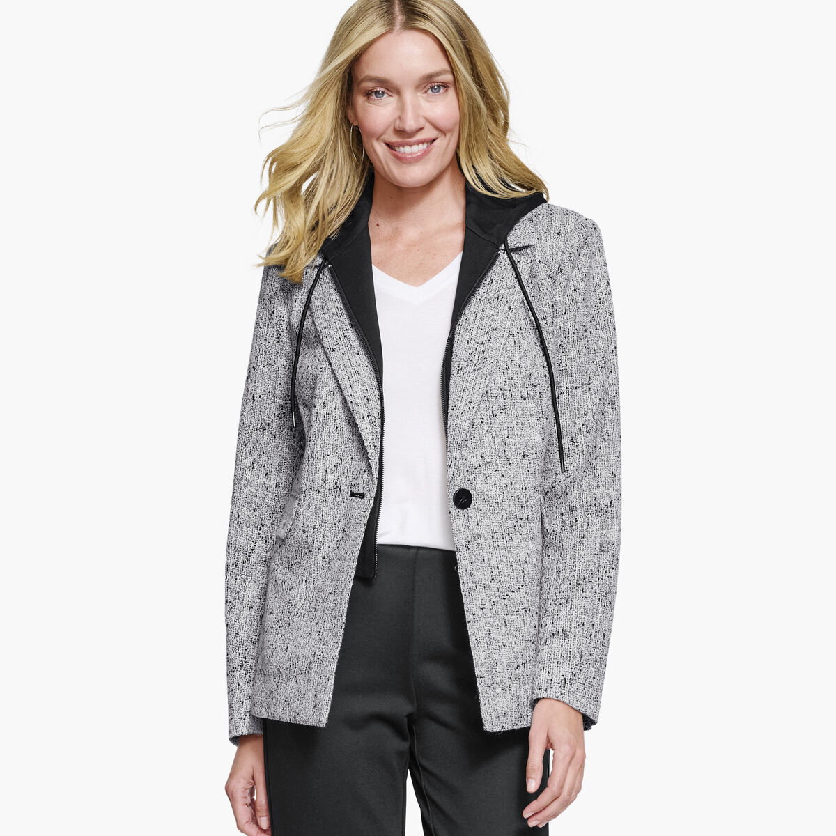 Tweed Blazer with Removable Hooded Bib image number null