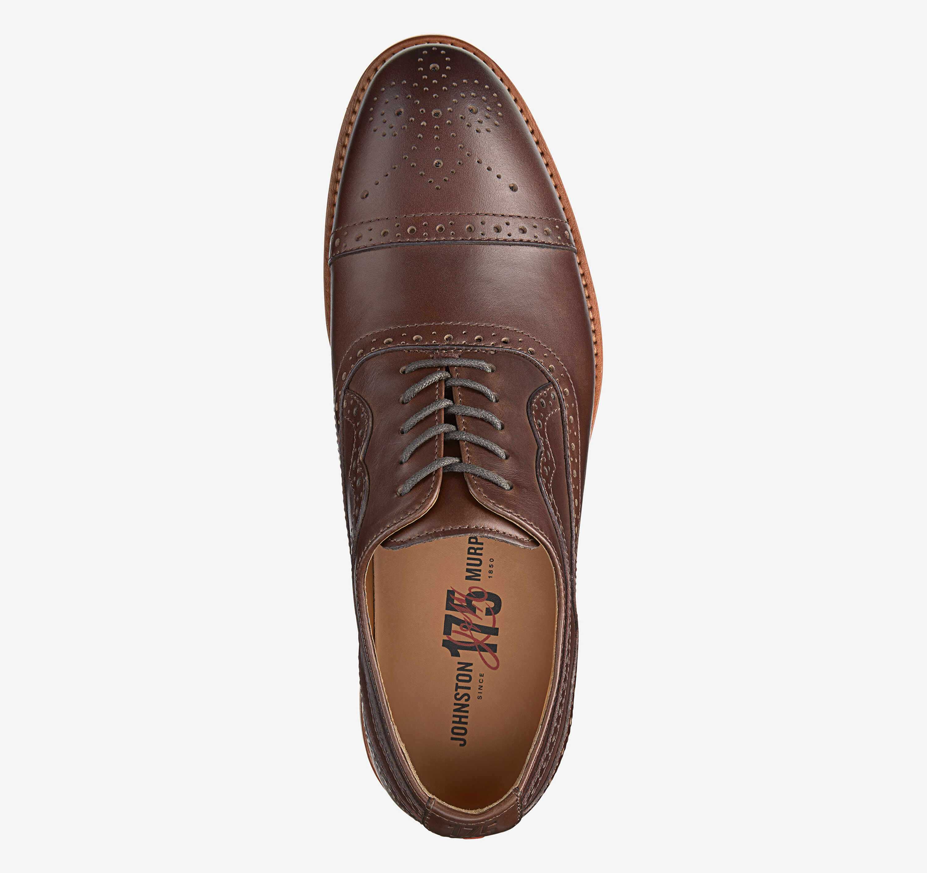 Johnston & Murphy Conard Oxford Mens 8 Tan Leather Brogue Cap Toe Dress Shoes Men main image 4