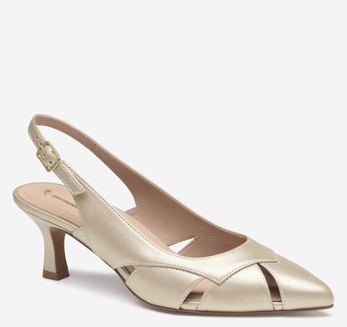 Lindsey Cut-Out Slingback - Sand Pearlized Sheepskin