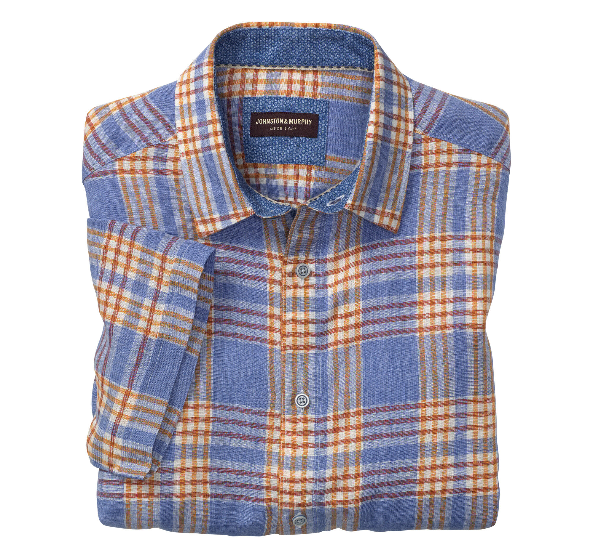 Large Plaid Linen Camp Shirt Johnston & Murphy