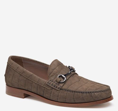 Baldwin Bit Loafer - Brown Croc-Embossed Nubuck