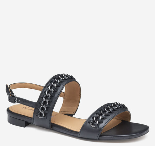 Lilly Chain Sandal - Black Glove Leather