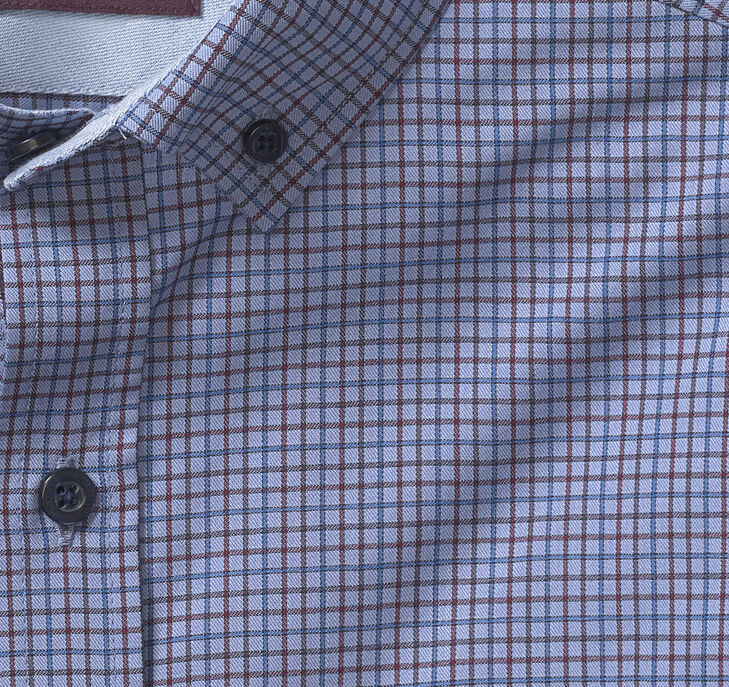 Long-Sleeve Twill Checked Shirt