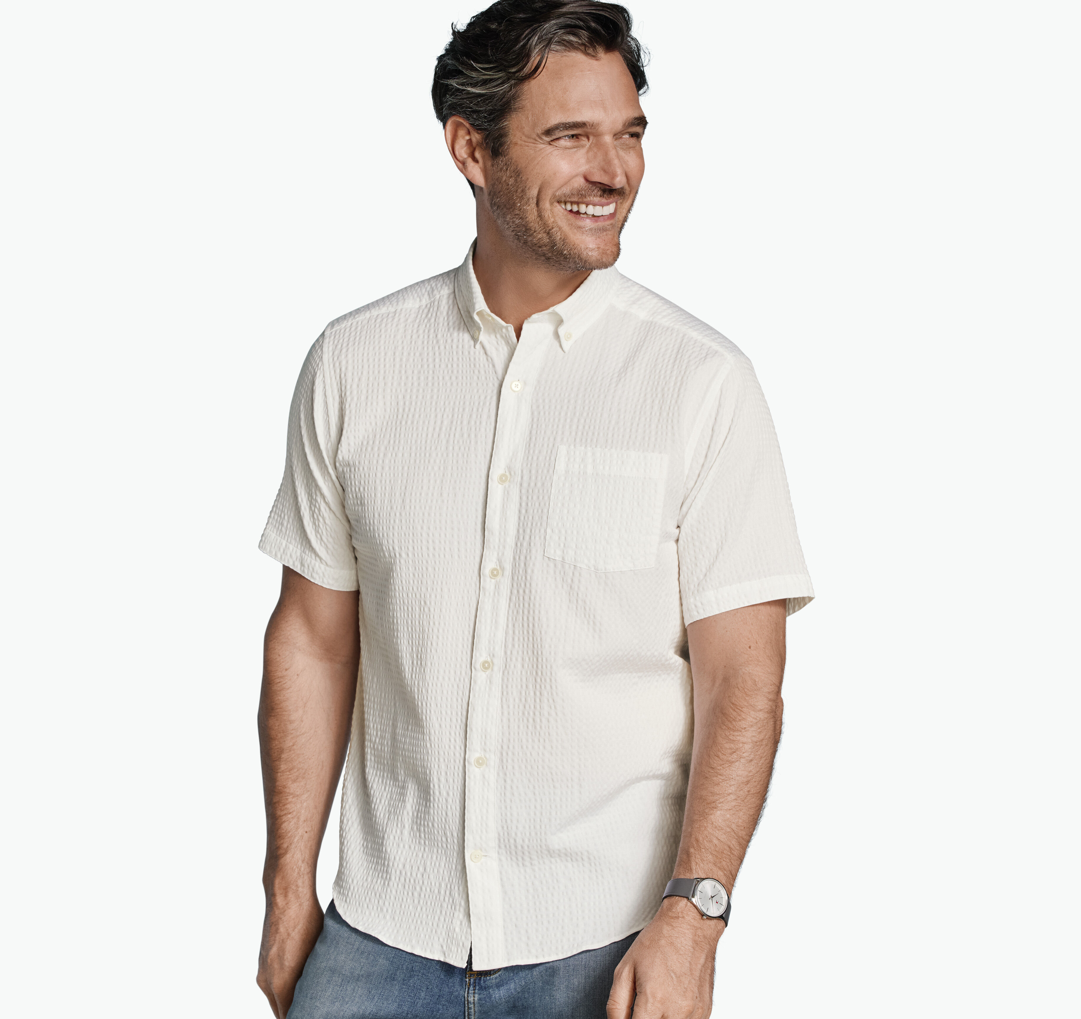 Men's Leland Seersucker Short-Sleeve Shirt | Johnston & Murphy