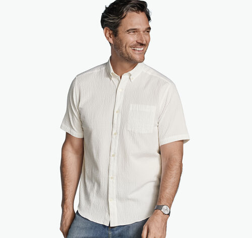 Leland Seersucker Short-Sleeve Shirt - White