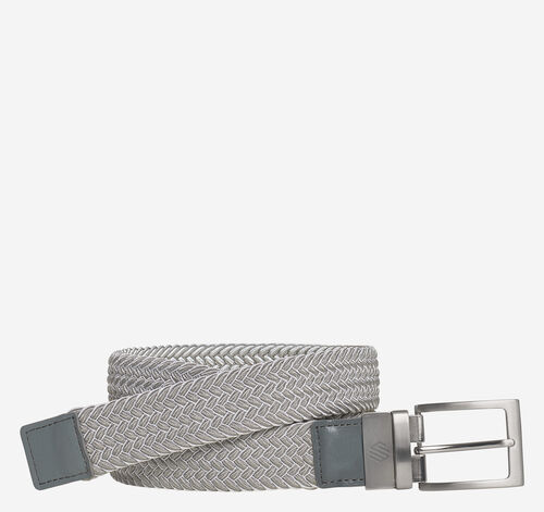 Reversible Stretch-Woven Belt - Gray/White