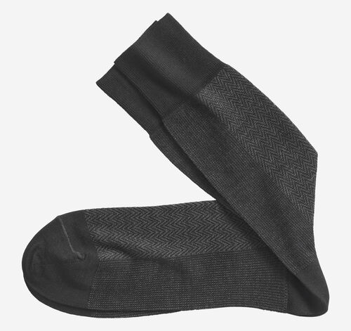 Herringbone Panel Socks - Black