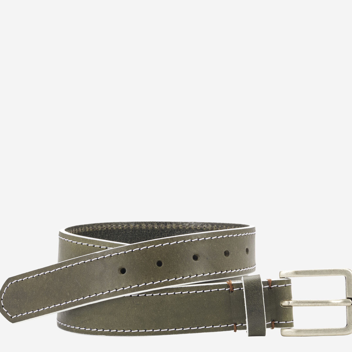 White-Edge Waxed Leather Belt image number null