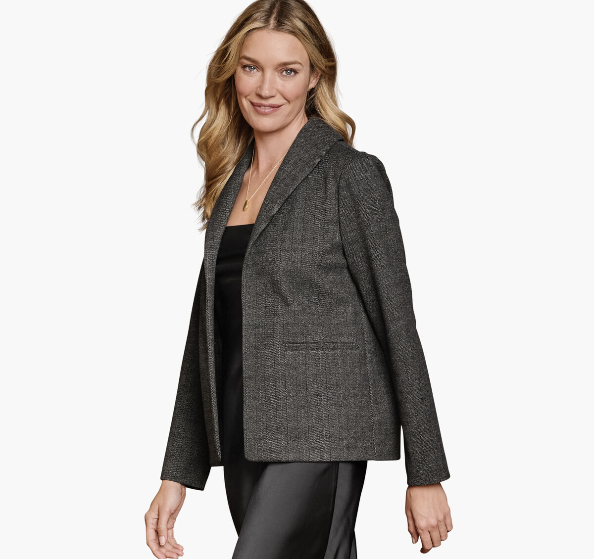 Shawl-Collar Knit Blazer image number null