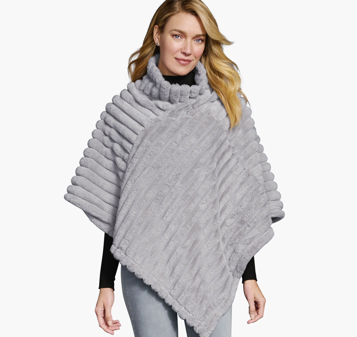 Reversible Faux-Fur Poncho image number null