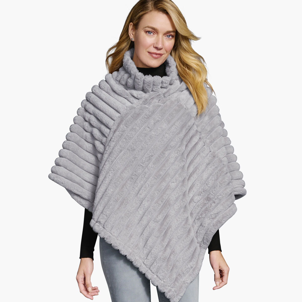 Reversible Faux-Fur Poncho image number null