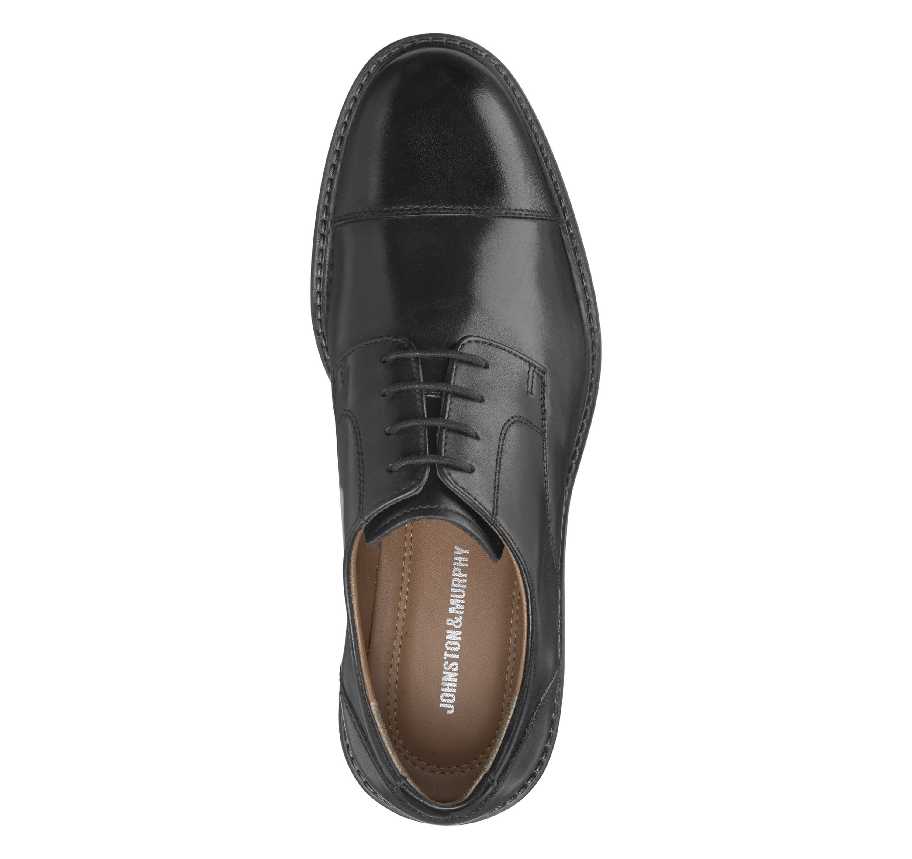 Johnston & Murphy Tabor 13M Black Leather Cap-Toe Derby Shoes NIB Johnston & Murphy Tabor Leather Plain Toe Derby Shoes In  main image 3