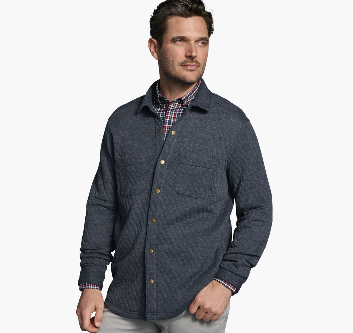 Quilted Snap-Front Knit image number null