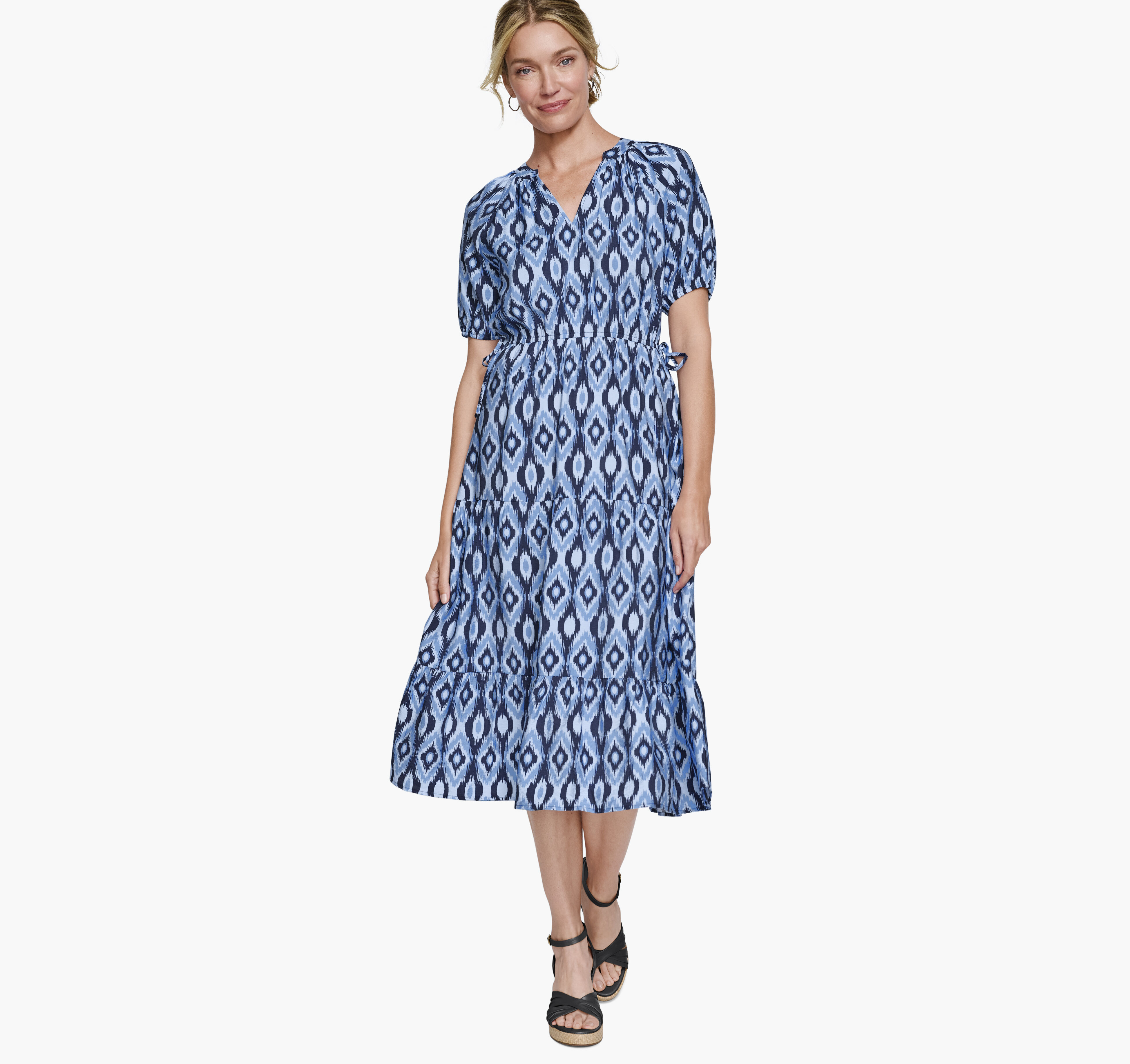 Puff Sleeve Side-Tie Dress