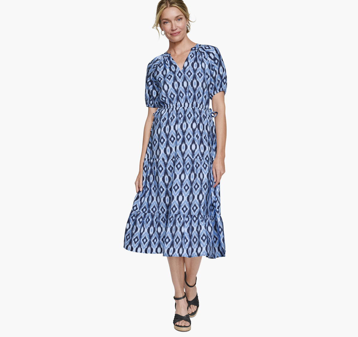 Puff Sleeve Side-Tie Dress image number null