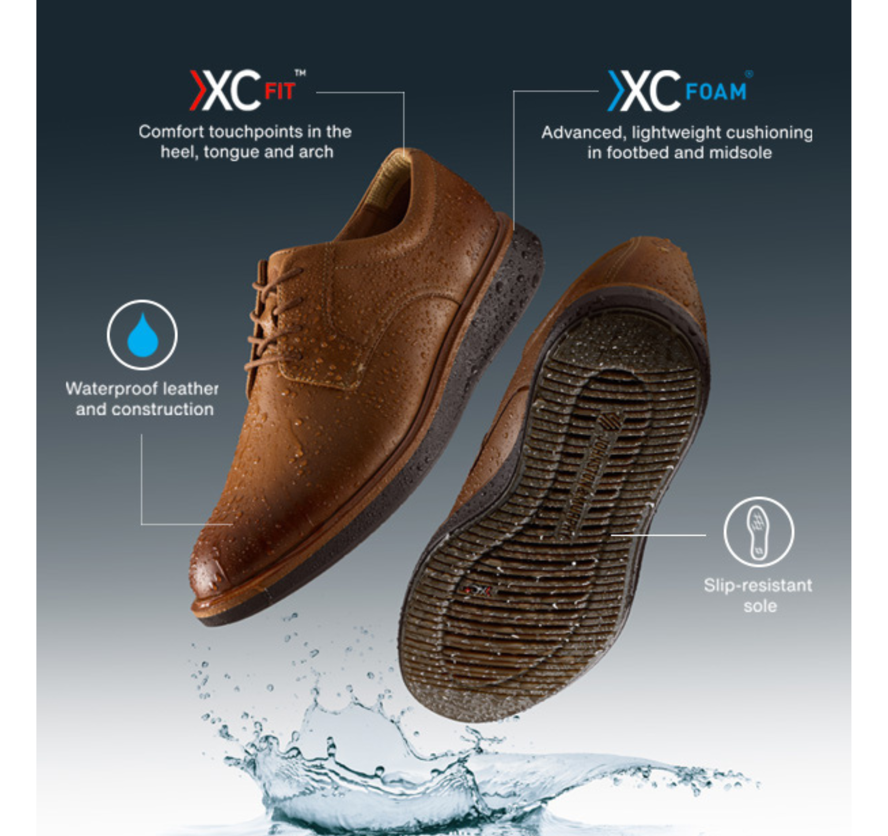 Johnston & Murphy Tan Leather XC+ Plain Parker Toe Shoe Johnston & Murphy Men main image 3