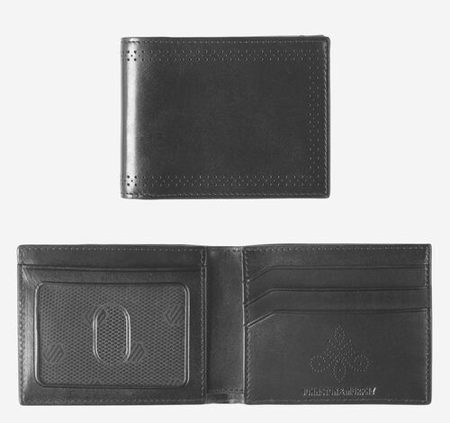 Hudson Perforated Billfold - Black Full-Grain Leather