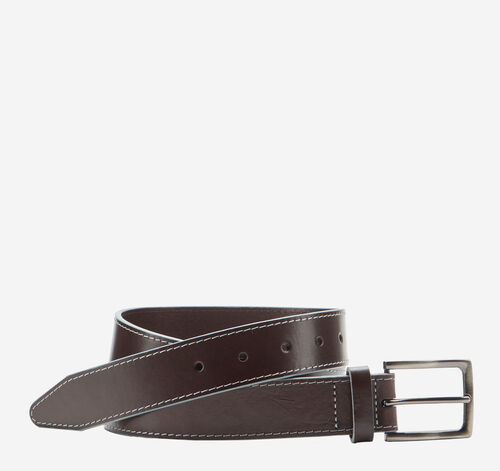Waxy Gray-Edged Leather Belt - Brown