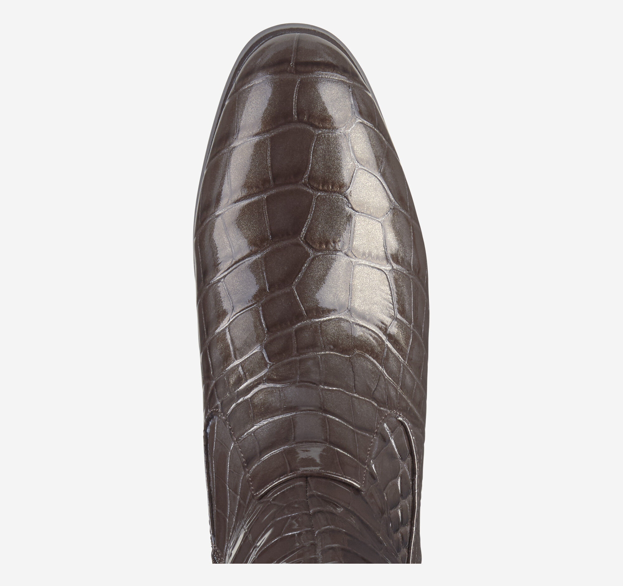 Women's Tinsley Riding Boot in Brown Pearlized Croc Embossed