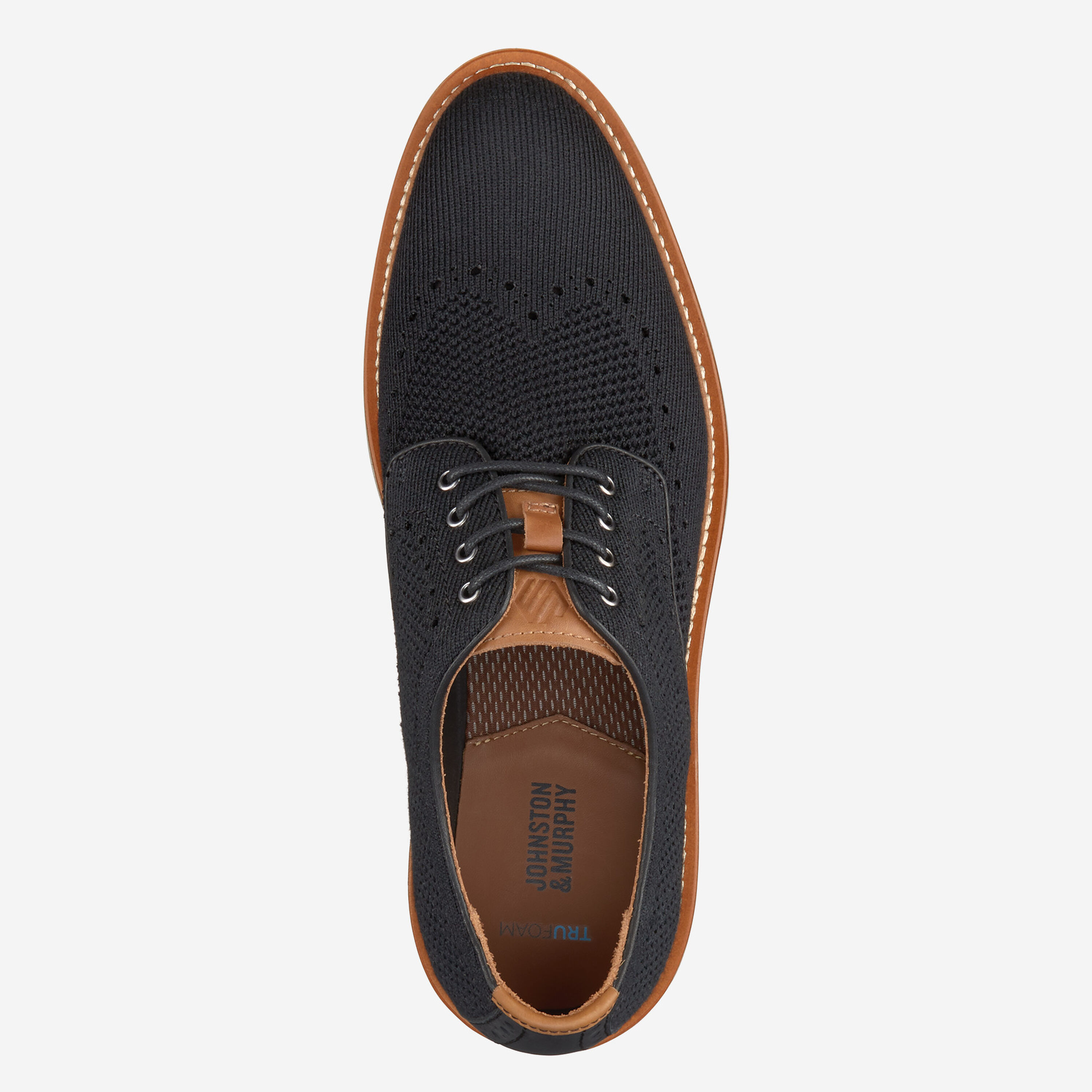 Johnston & Murphy Men\'s Upton Knit Wingtip shoes in black knit. Men main image 3