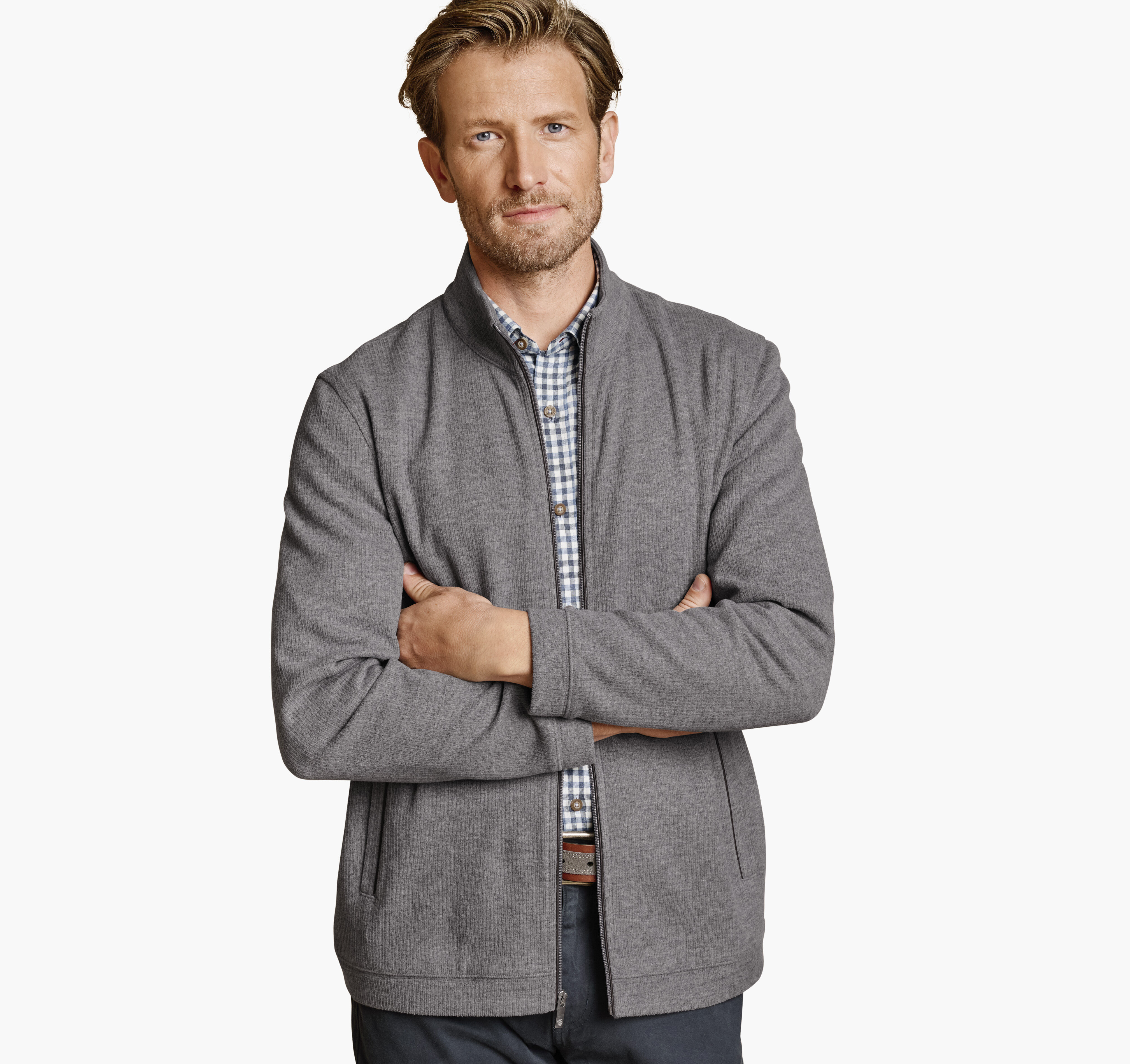 Men's Ribbed Full-Zip | Johnston & Murphy