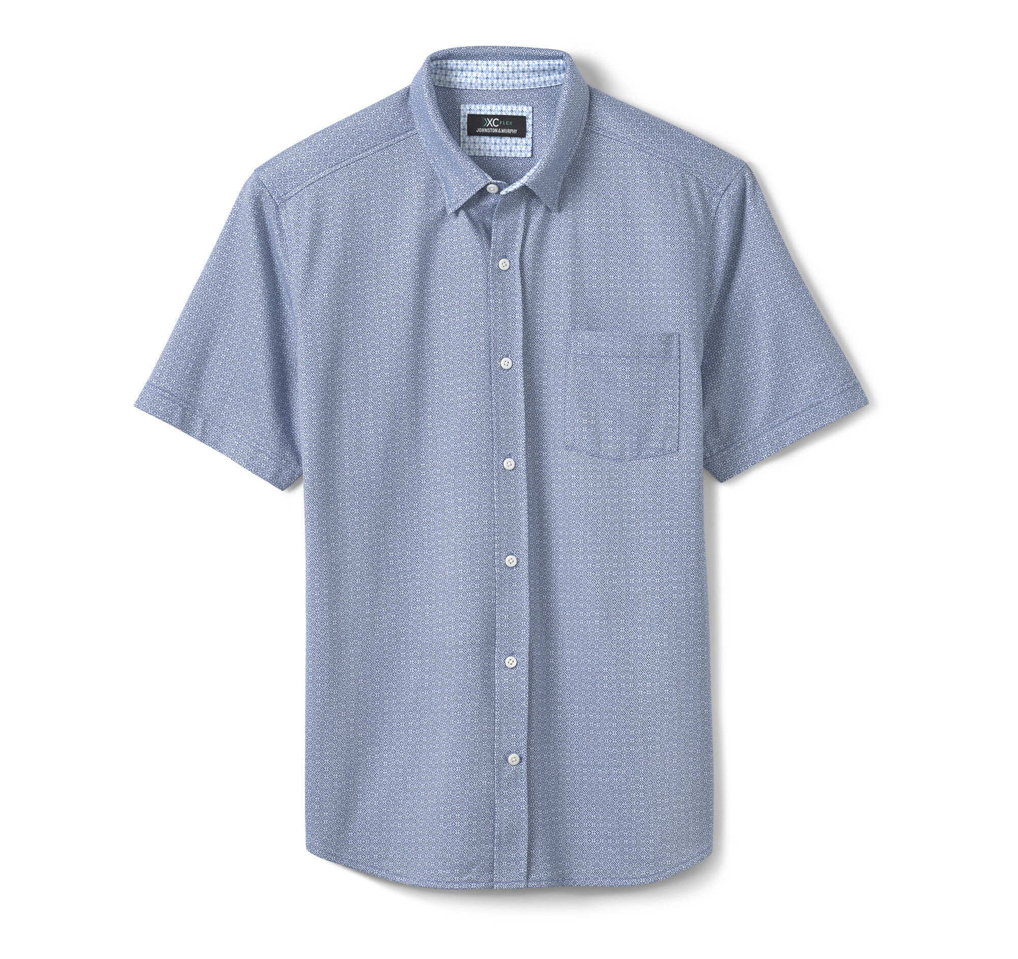 (取寄) ジョンストン&マーフィー メンズ ショート スリーブ XC フレックス バーズアイ ゲオ プリント ボタン フロント シャツ Johnston & Murphy men Short Sleeve XC Flex Birdseye Geo Print Button Front Shirt Navy Men's XC Flex® Short-Sleeve Birdseye Shirt in Navy Geo | Johnston