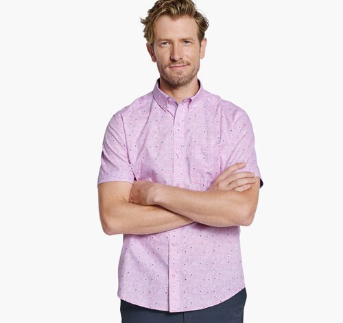 Printed Cotton Short-Sleeve Shirt - Pink Flamingo