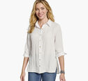 Crinkle Button-Front Shirt image number null