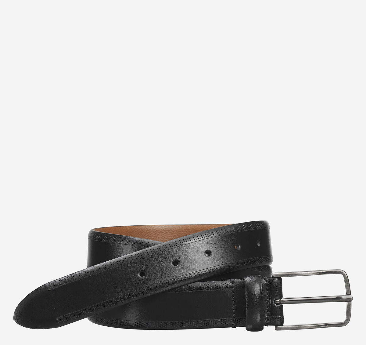 Edge-Perfed Embossed Leather Belt image number null