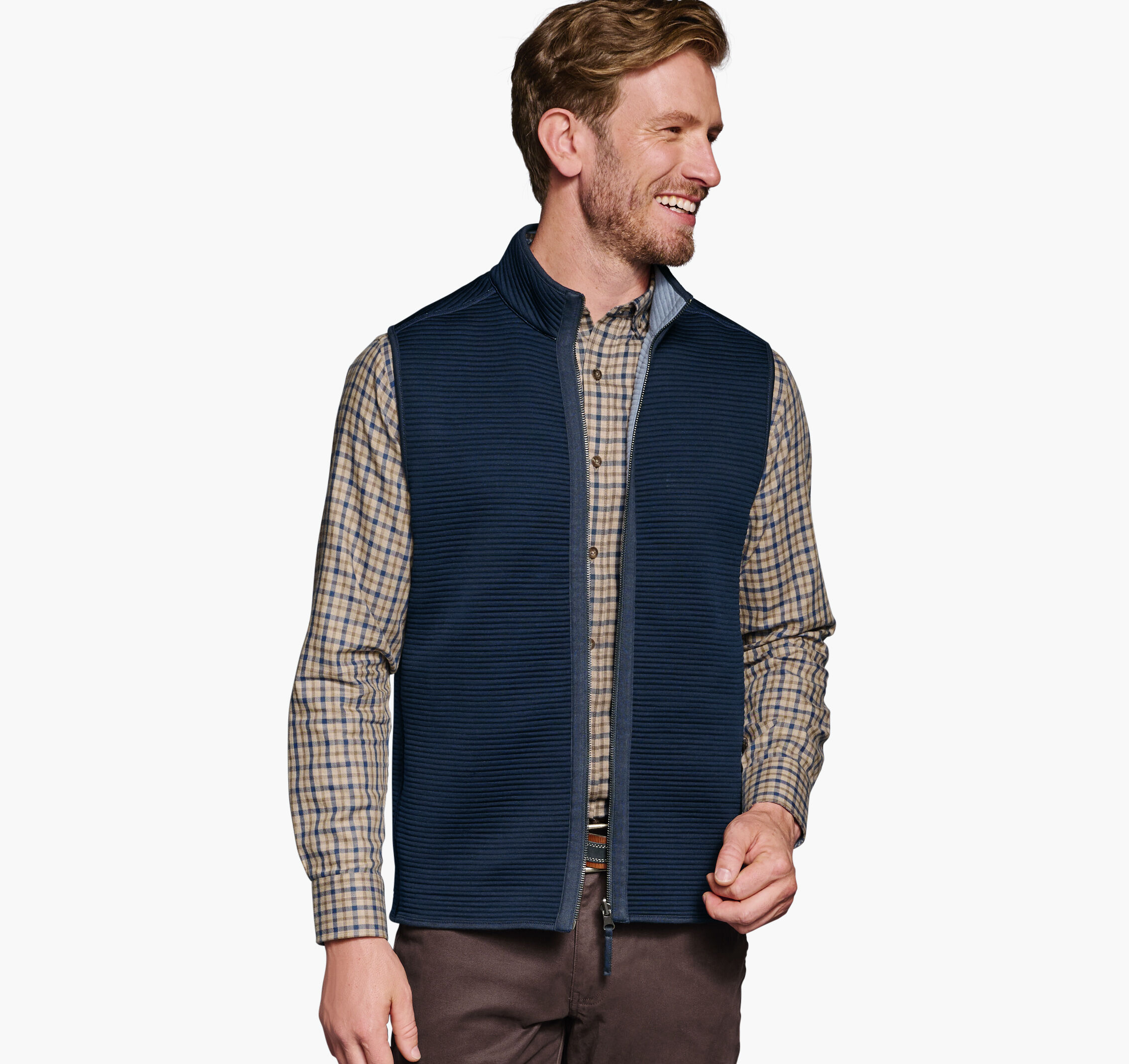 Men's Reversible Channel Quilted Vest | Johnston & Murphy