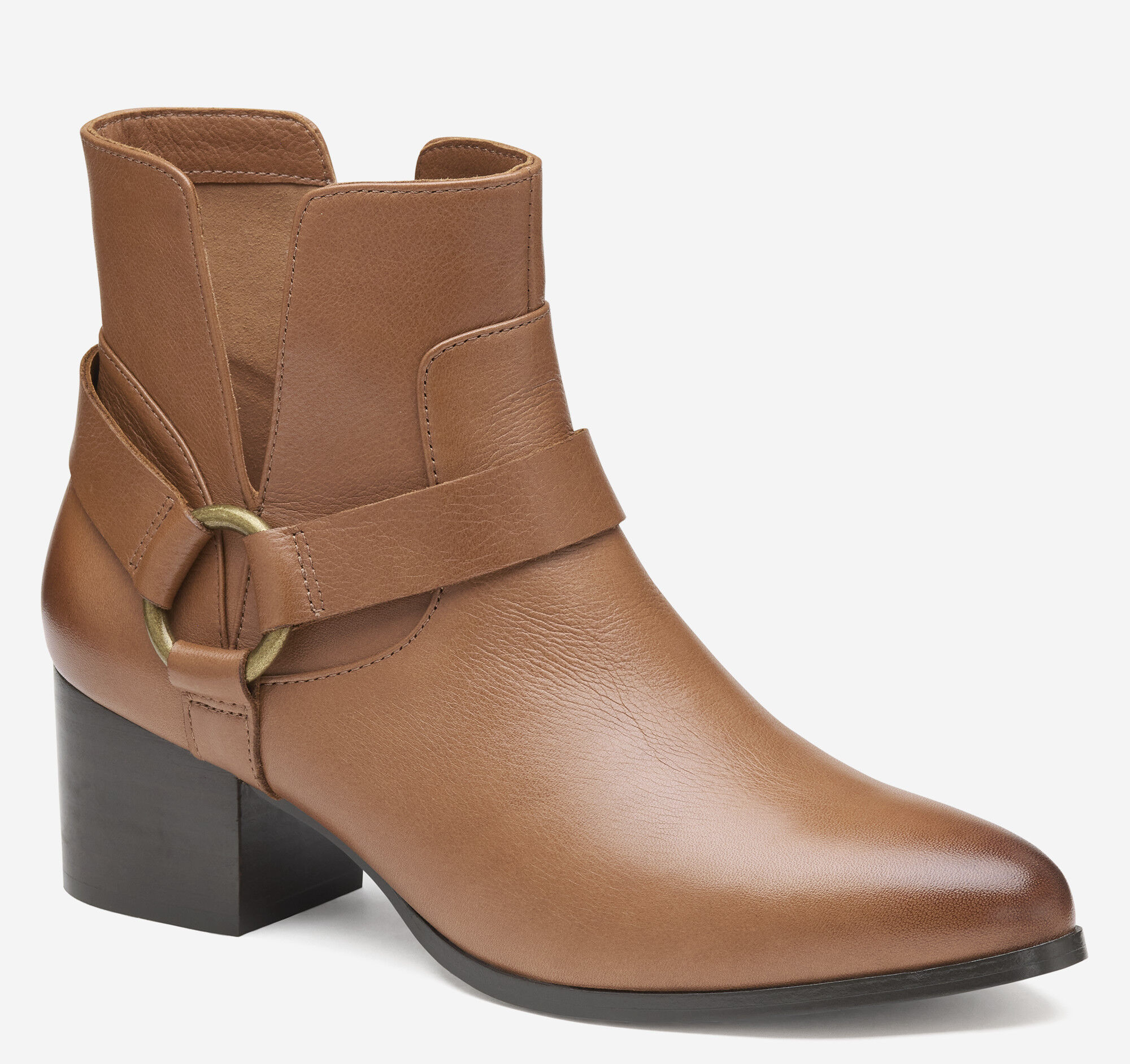 キャサリン Women's Trista Harness Bootie in Cognac Calfskin | Johnston & Murphy