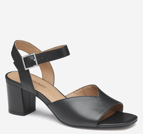 Evelyn Ankle-Strap Sandal - Black Glove Leather