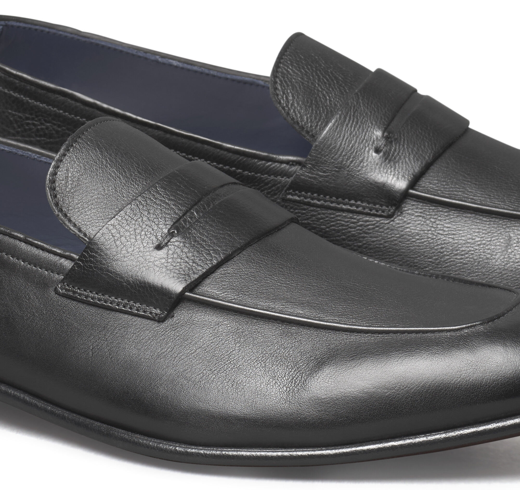 Men's Taylor Penny Loafer in Black Italian Calfskin | Johnston