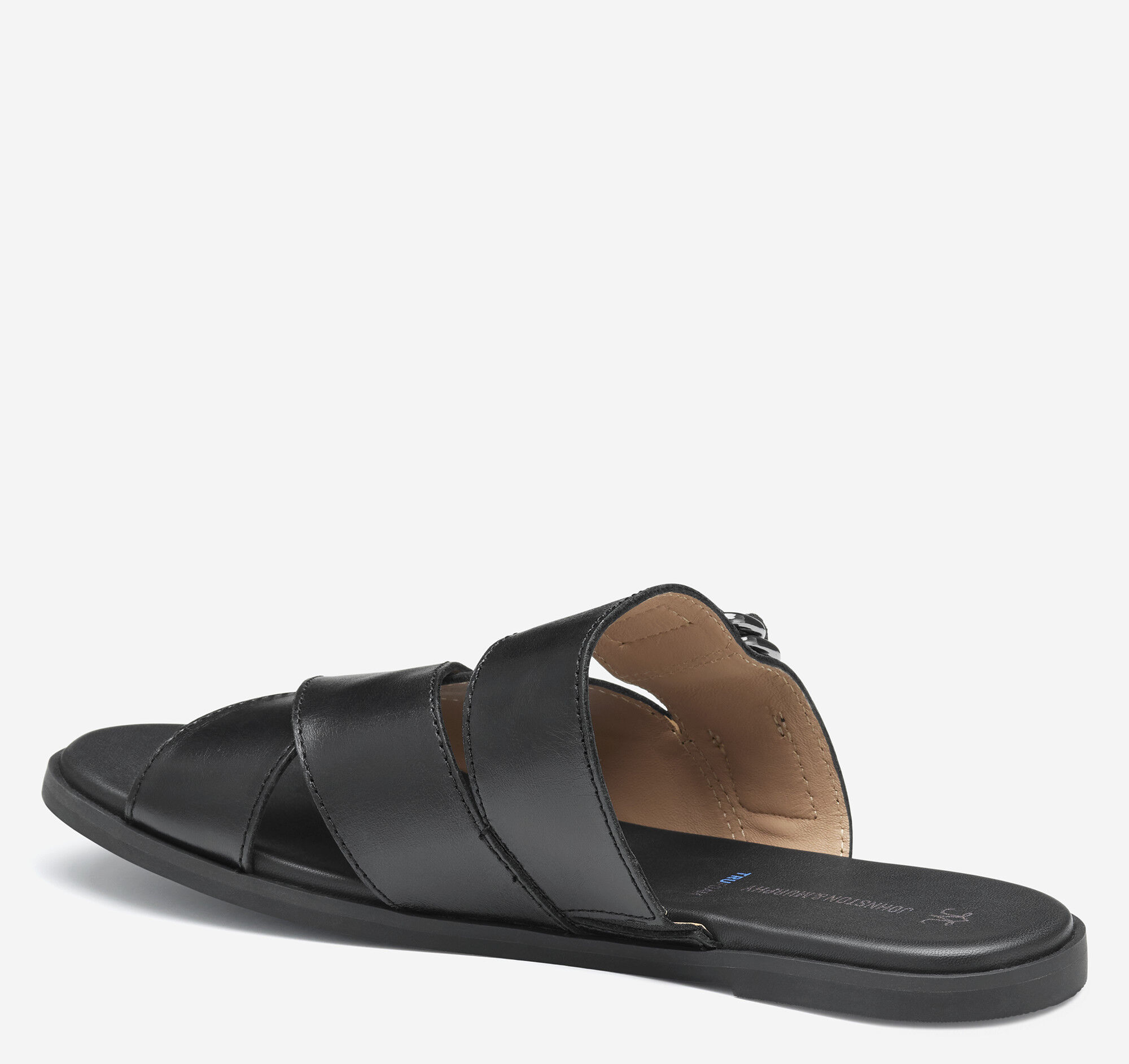 Women's Shayla Cross-Band Slide in Black Calfskin | Johnston & Murphy