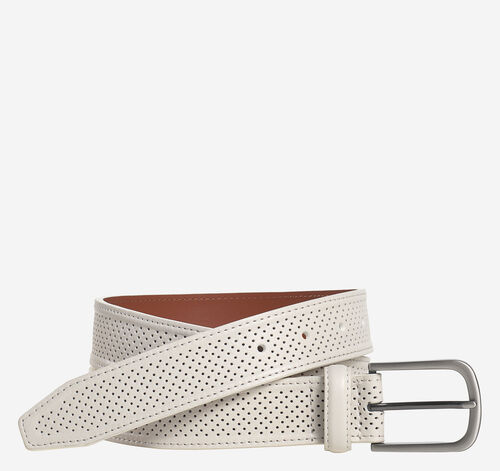 Soft Perforated Leather Belt - White