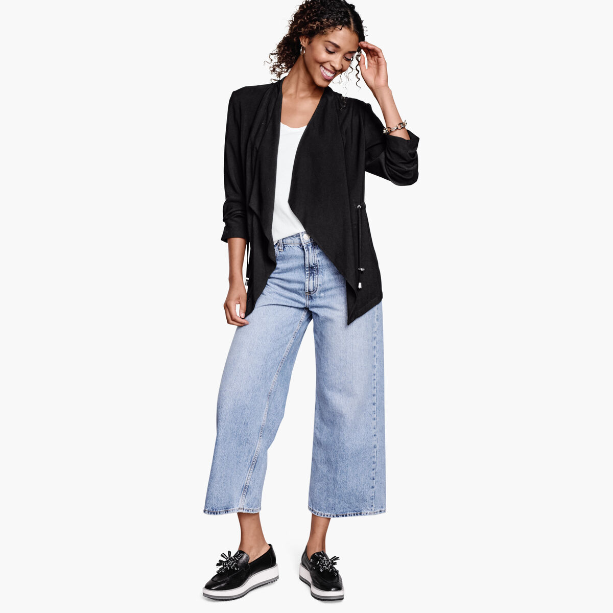 Draped Open-Front Blazer image number null