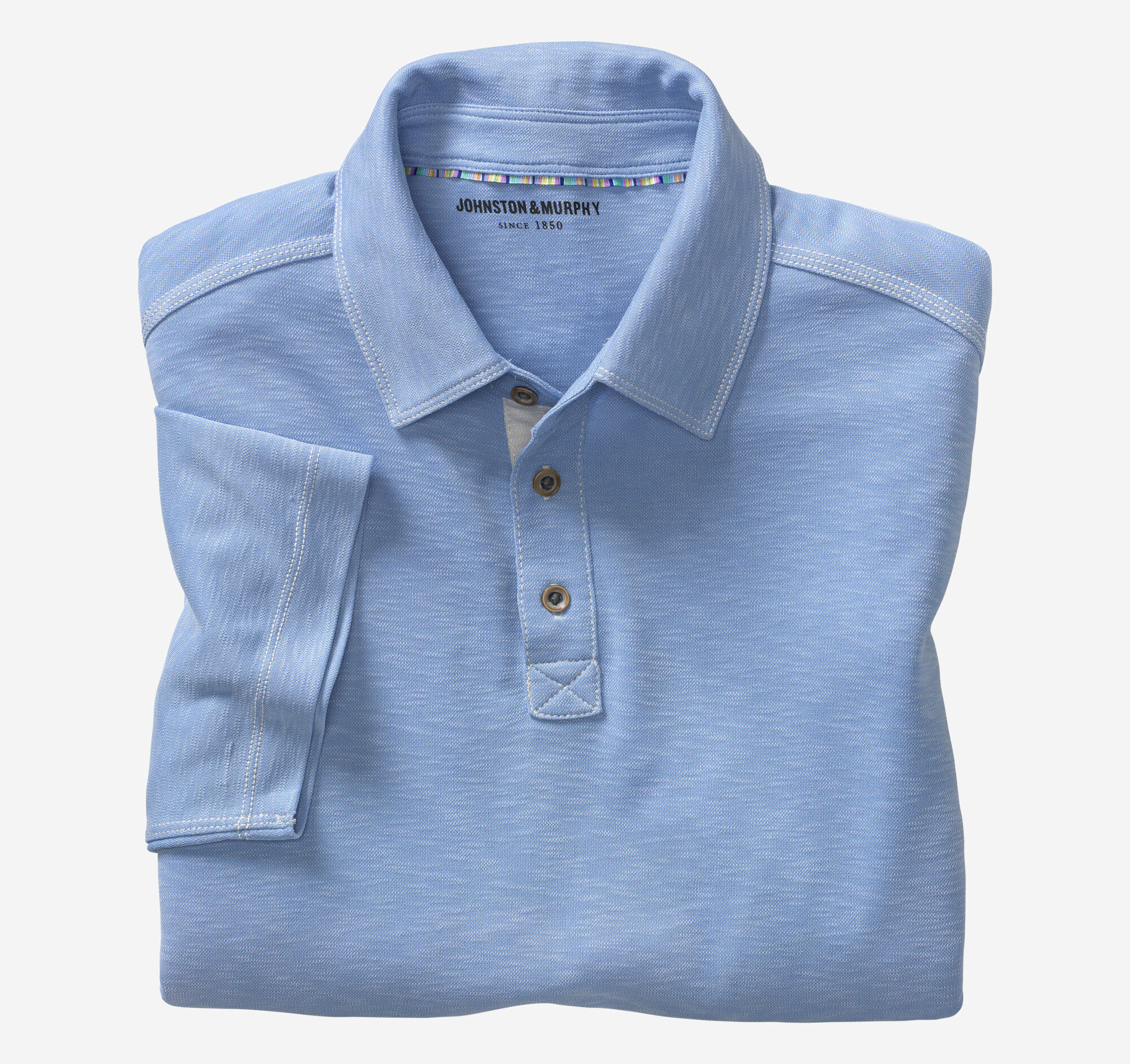 (取寄) ジョンストン&マーフィー メンズ ビンテージ スラブ ポロ Johnston & Murphy men  Vintage Slub Polo Light Blue Men's Vintage Slub Polo in Light Blue | Johnston & Murphy