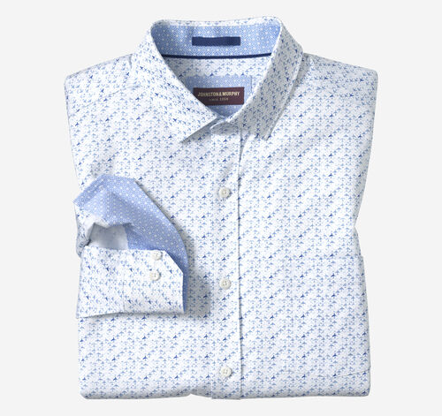 Logan Printed Long-Sleeve Shirt - White/Blue Airplane