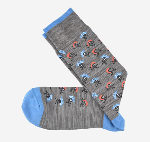 Novelty Socks - Gray Space-Dyed Pirate Skull