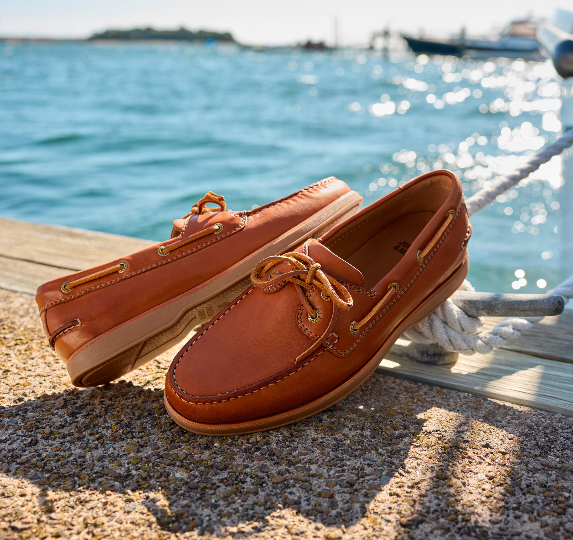 Men's Monaco 2-Eye Boat Shoe in Tan Glove Leather | Johnston & Murphy