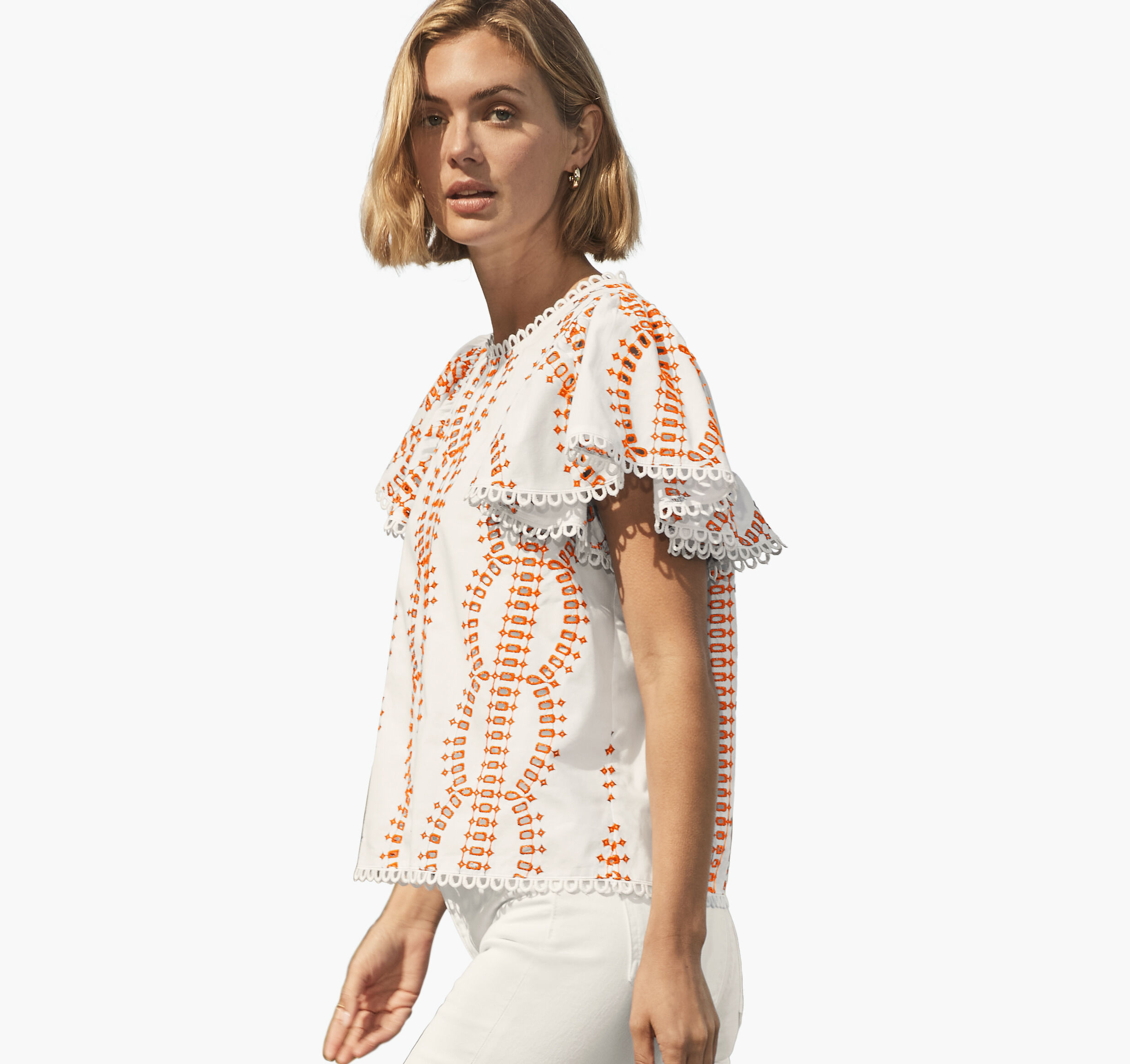 Women's Game Day Eyelet Flutter Sleeve Top | Johnston & Murphy