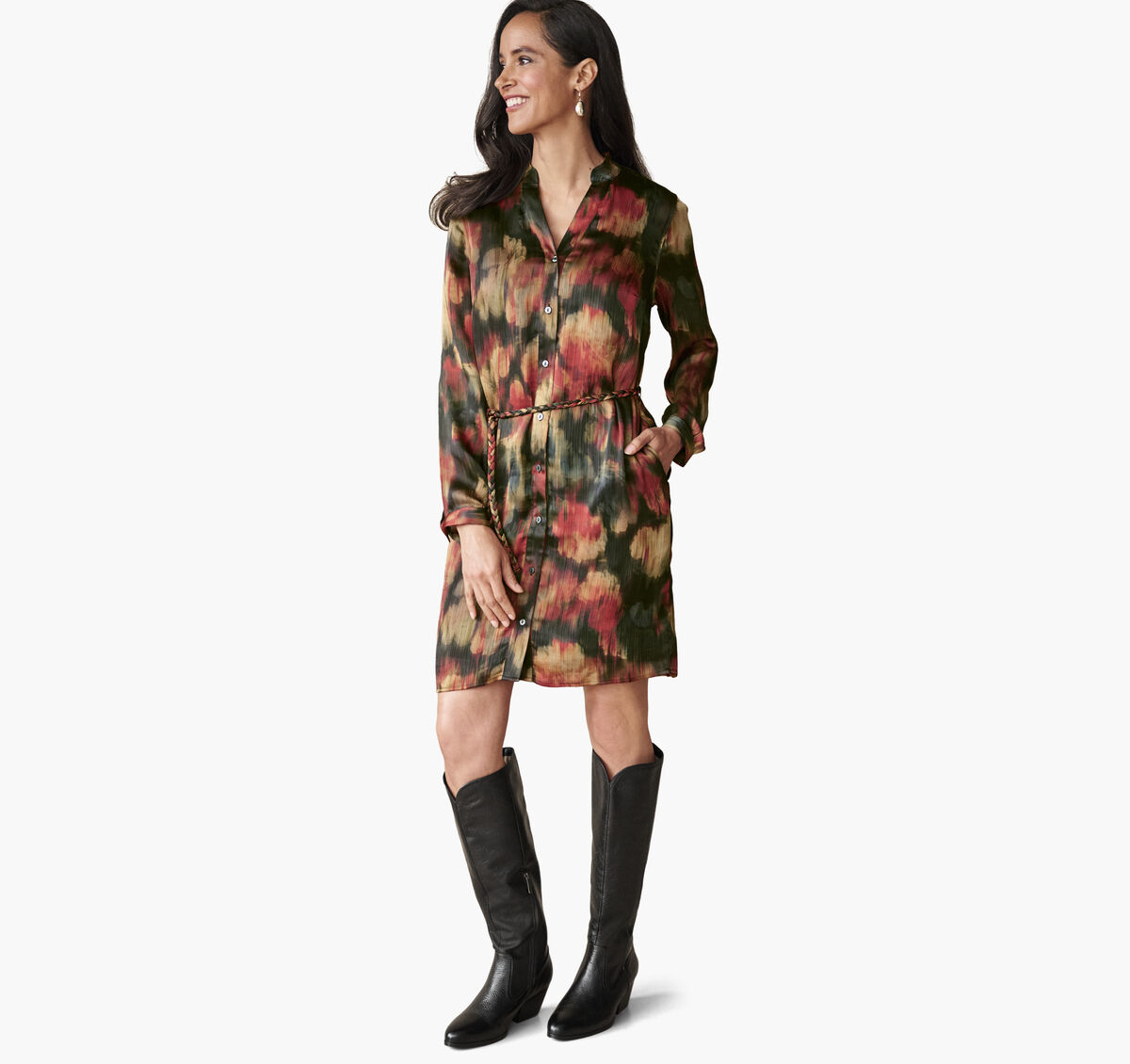 Printed Button-Front Dress image number null