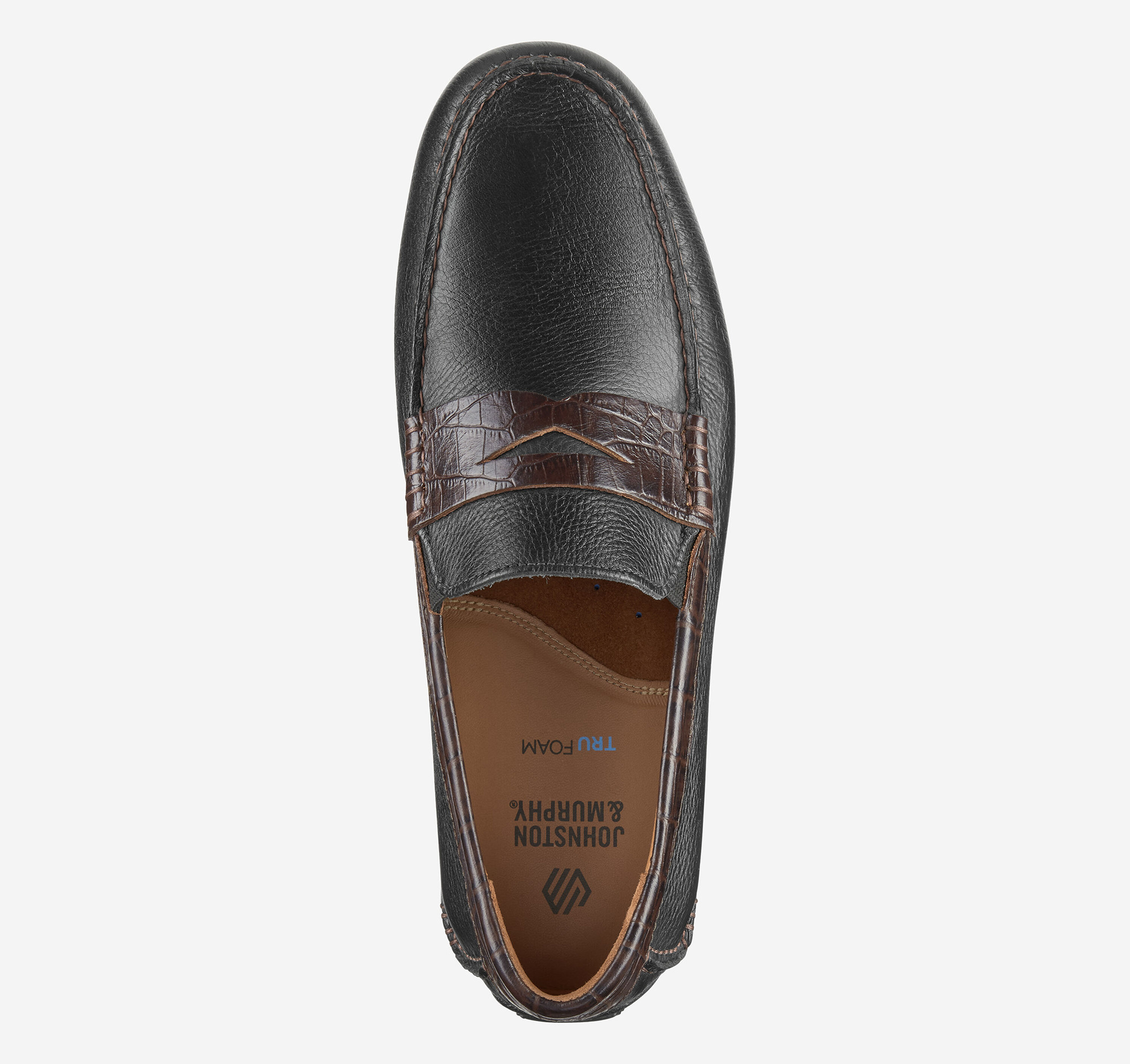 Johnston & Murphy Mens Black Two Tone Nubuck Brown Leather Penny Loafers Size 13 Johnston & Murphy Penny Loafer Driver Men 8 Black Brown  main image 3