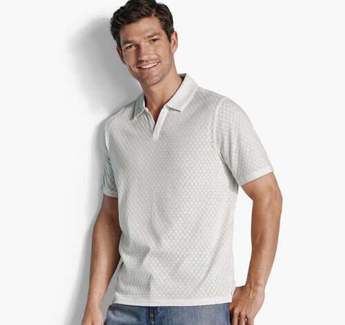 Sedona V-Neck Polo - White Basketweave