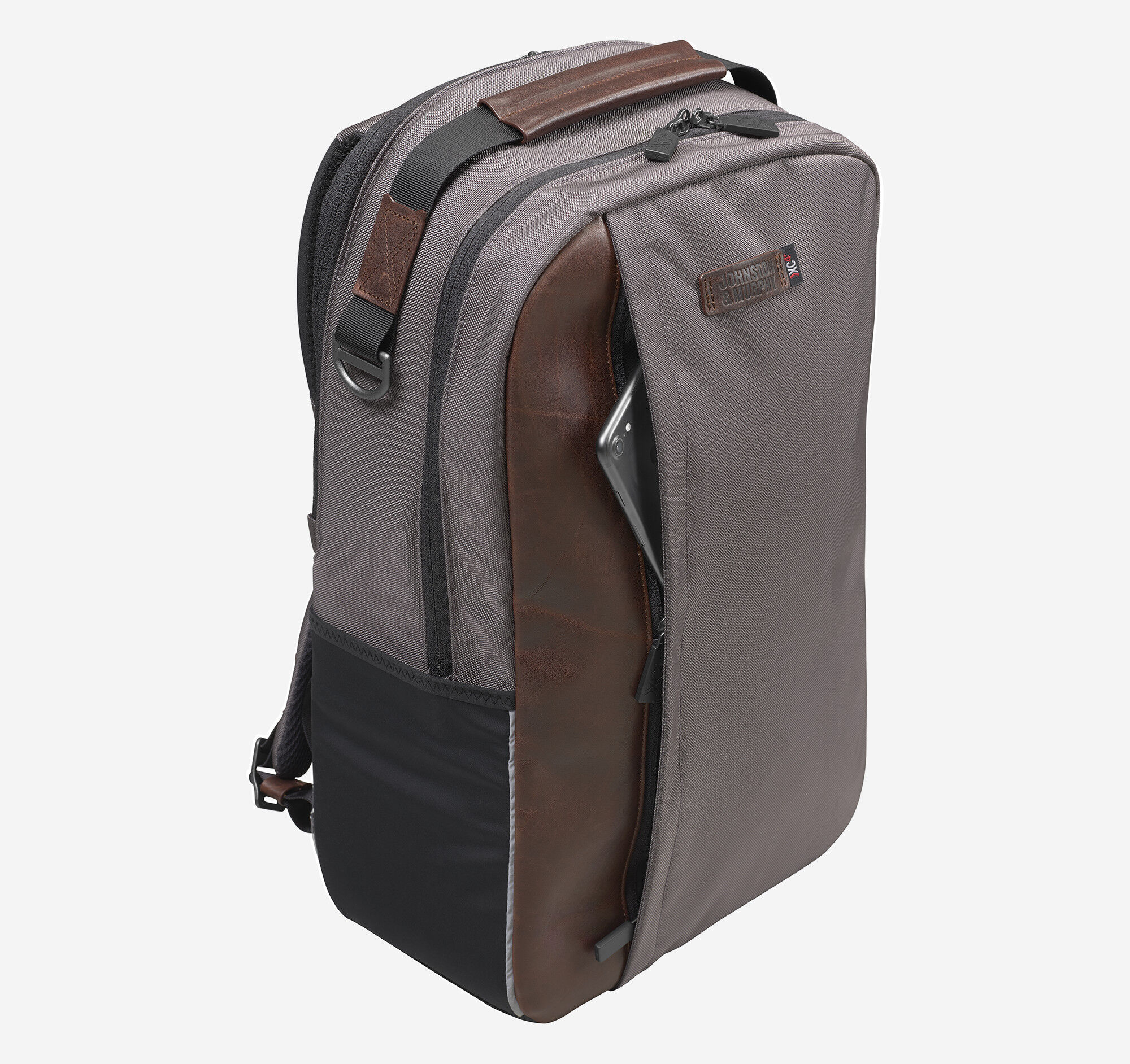 リュック Men's XC4 Backpack in Gray Nylon/Brown Leather | Johnston & Murphy