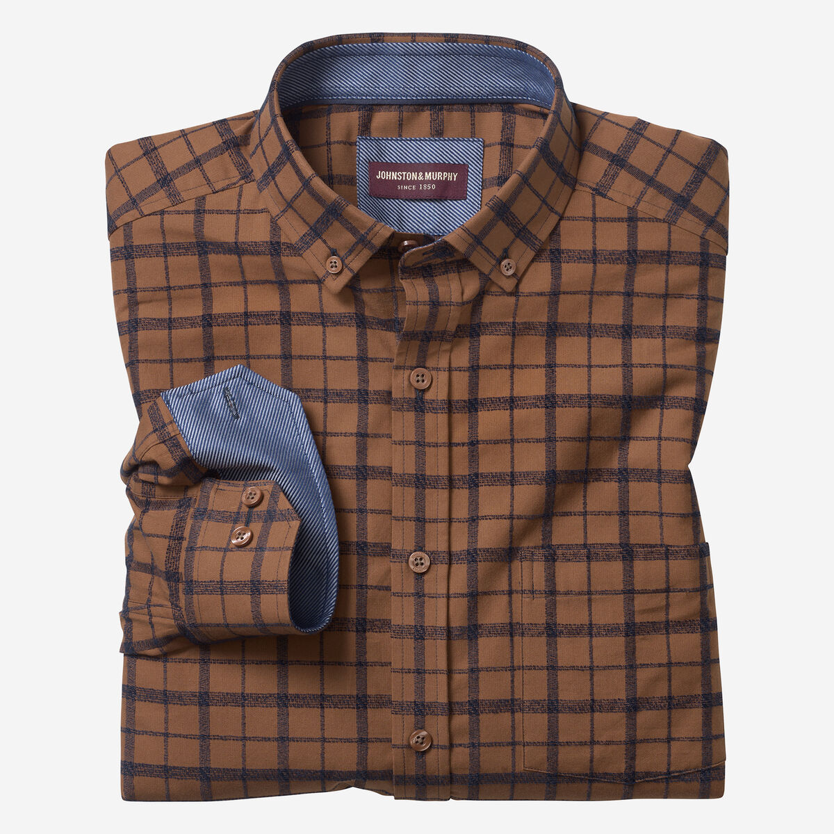 Long-Sleeve Twill Checked Shirt image number null
