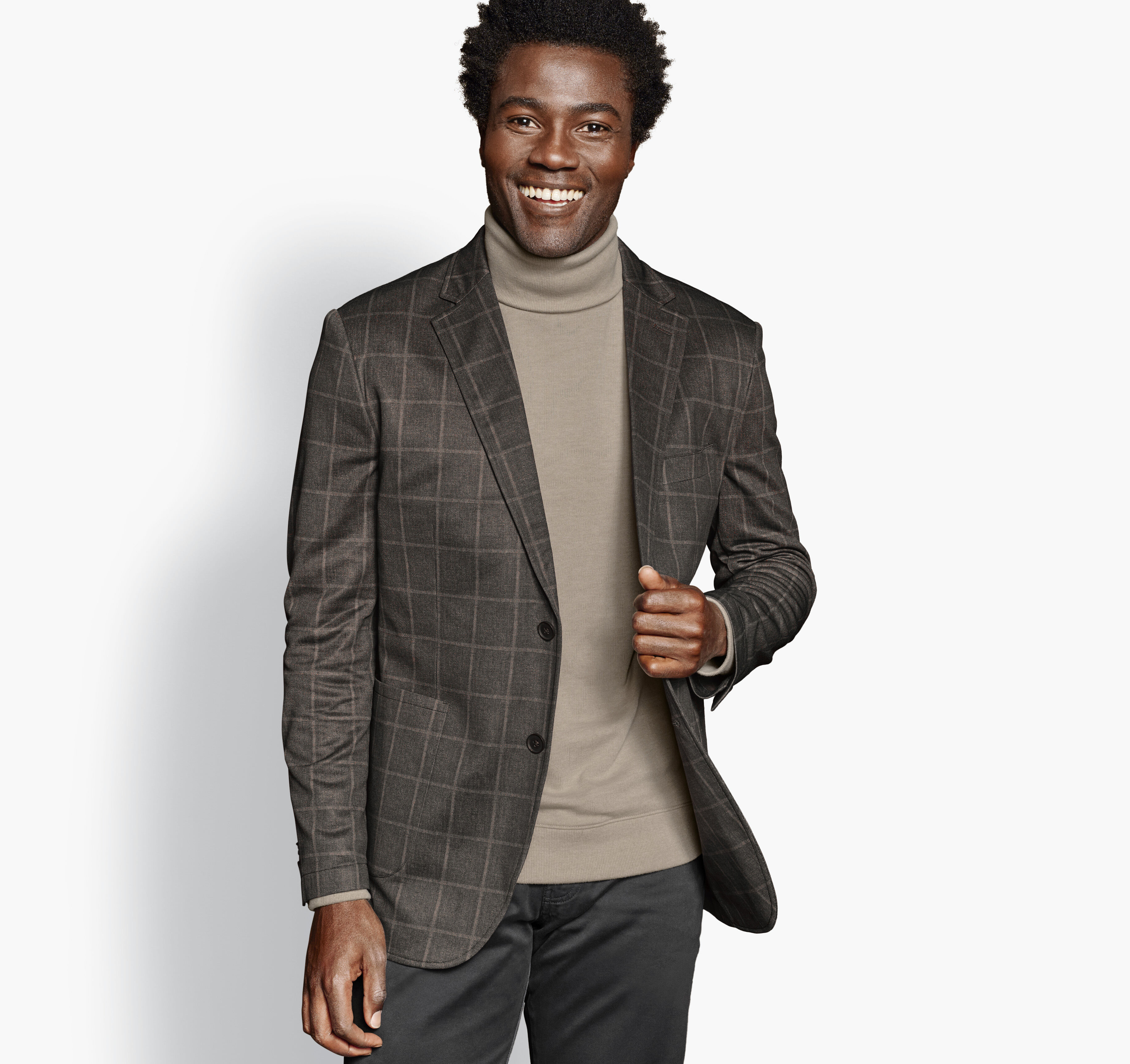 Men's XC Flex® Knit Blazer in Brown Plaid | Johnston & Murphy