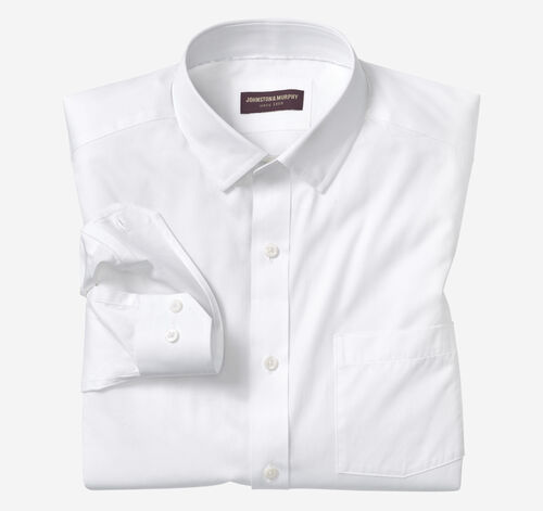 Long-Sleeve Dress Shirt - White Sateen Poplin