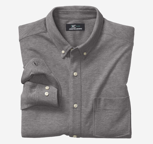 XC Flex® Birdseye Long-Sleeve Knit Shirt - Light Gray
