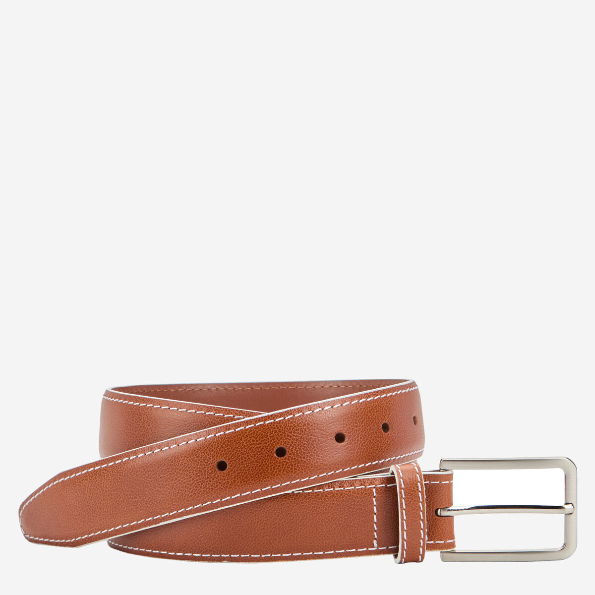 White-Edged Textured Leather Belt image number null